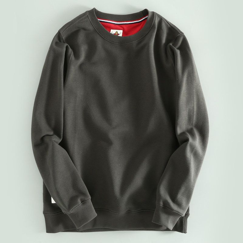 Autumn and Winter Heavy Clothes Retro round Neck Hoodie Basic Loose Thickened Solid Casual Plus size Solid Hoodie Fashion Iron Gray XL