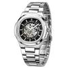 Skelett Automatische Mechanische Uhren Wasserdicht Leuchtende Zeiger Edelstahlarmband Luxus Dress-Armbanduhr für Herren