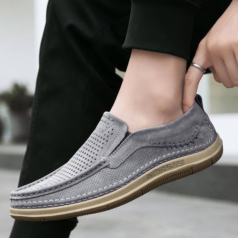 FashionHollow Out Sommer Loafer Luxus Echtleder Herrenschuhe Wildleder Männliche Freizeitschuhe Atmungsaktive Soft Driving Schuhe Wanderschuhe