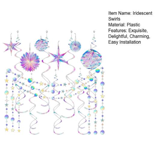29 Pcs Iridescent Party Decorations Holographic Foil Fan Shiny Star Honeycomb Ball Hanging Swirls Decoration for Baby Shower Mermaid Themed Birthday