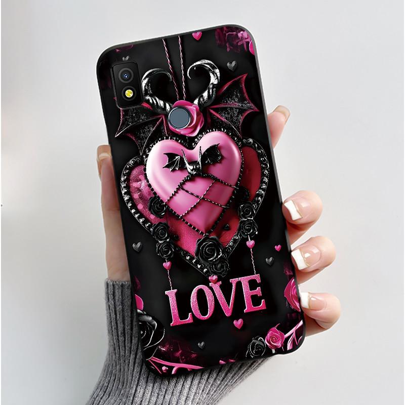 Etui Luksusowe Urocze Króliczek Miłość Śmieszne Czarne Miękkie Silikonowe TPU Ochronne Etui na Telefon dla Cricket Icon4 Tylna Klapka