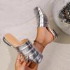 Fashion Baotou Semi-slippers Women Wear New Square Toe Deep Mouth Pleated Soft Sole Non-slip Low-heeled Shoes In Summer