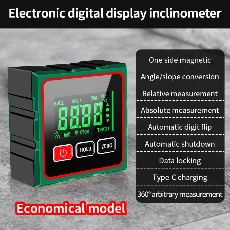 4-Side Magnetic Digital Inclinometer with Laser and Electronic Angle Ruler