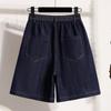 DIMANAF 2026 New Spring Summer Plus Size Women Short Pants Jeans Elastic Waist Cotton Oversize Shorts Denim Solid