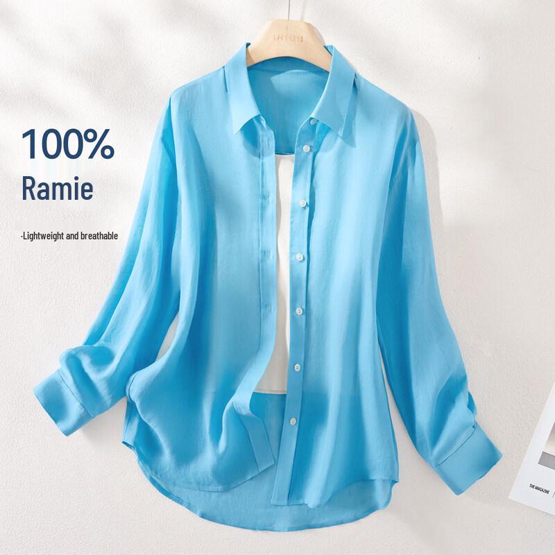 IHIMI Women s Relaxed Ramie Shirt M