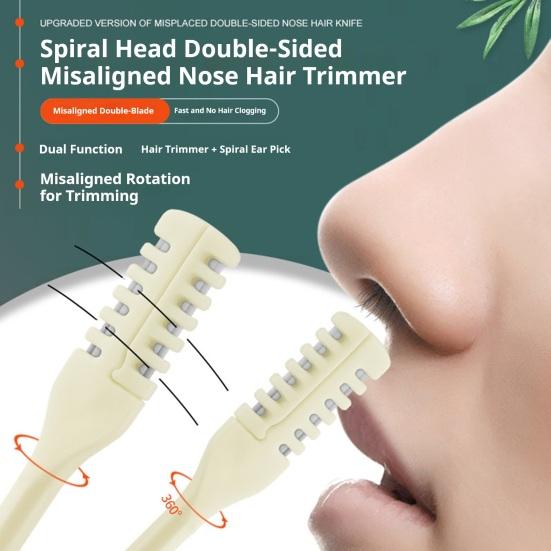 3/5Pcs Double-Head Nose Hair Trimmer Sharp Blade 360 Degree Rotating Nasal Hair Cutter Remover Men Women Manual Nose Hair Trimming Tools