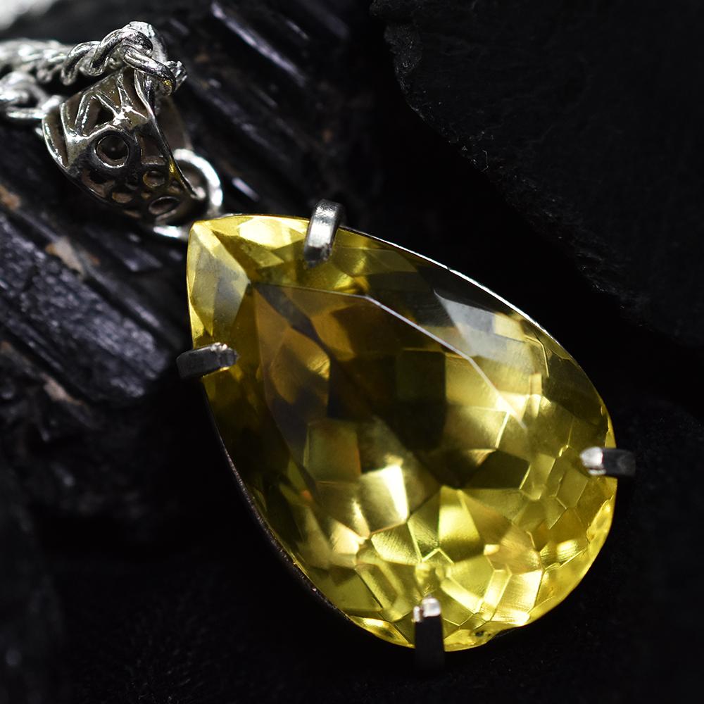 Yellow Topaz 73.2 Ct CERTIFIED Pear Pendant 925 Sterling Silver Best For Gift MY-PD-111-NS
