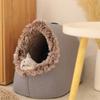 Cozy Enclosed Cat House Round Fluffy Warm Soft Plush Cozy Indoor Nest With Non-Slip Bottom for Indoor Cat Or Small Dog