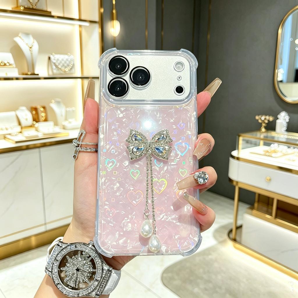 The new model is suitable for oppo Realme16 four-corner anti-drop C85 mobile phone case, bow tassel shell pattern.