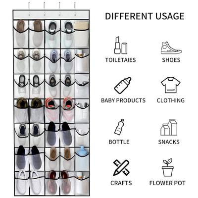Shoe Rack Holder Storage Bag Large Capacity Foldable Design Simple Installation Over-the-Door Hanging Shoe Organizer
