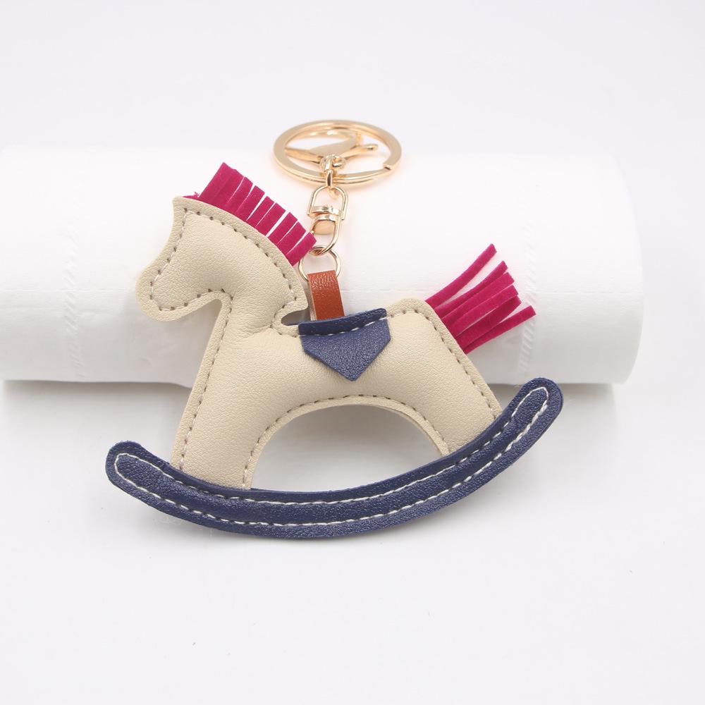 Creative Rocking Horse Boutique Pendant: Carousel Cotton Pony Keychain & Jewelry Chain
