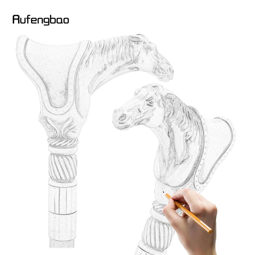 Red Resin Horse Head Animal Fashion Walking Stick Decorative Cospaly Vintage Party Fashionable Walking Cane Crosier 94cm
