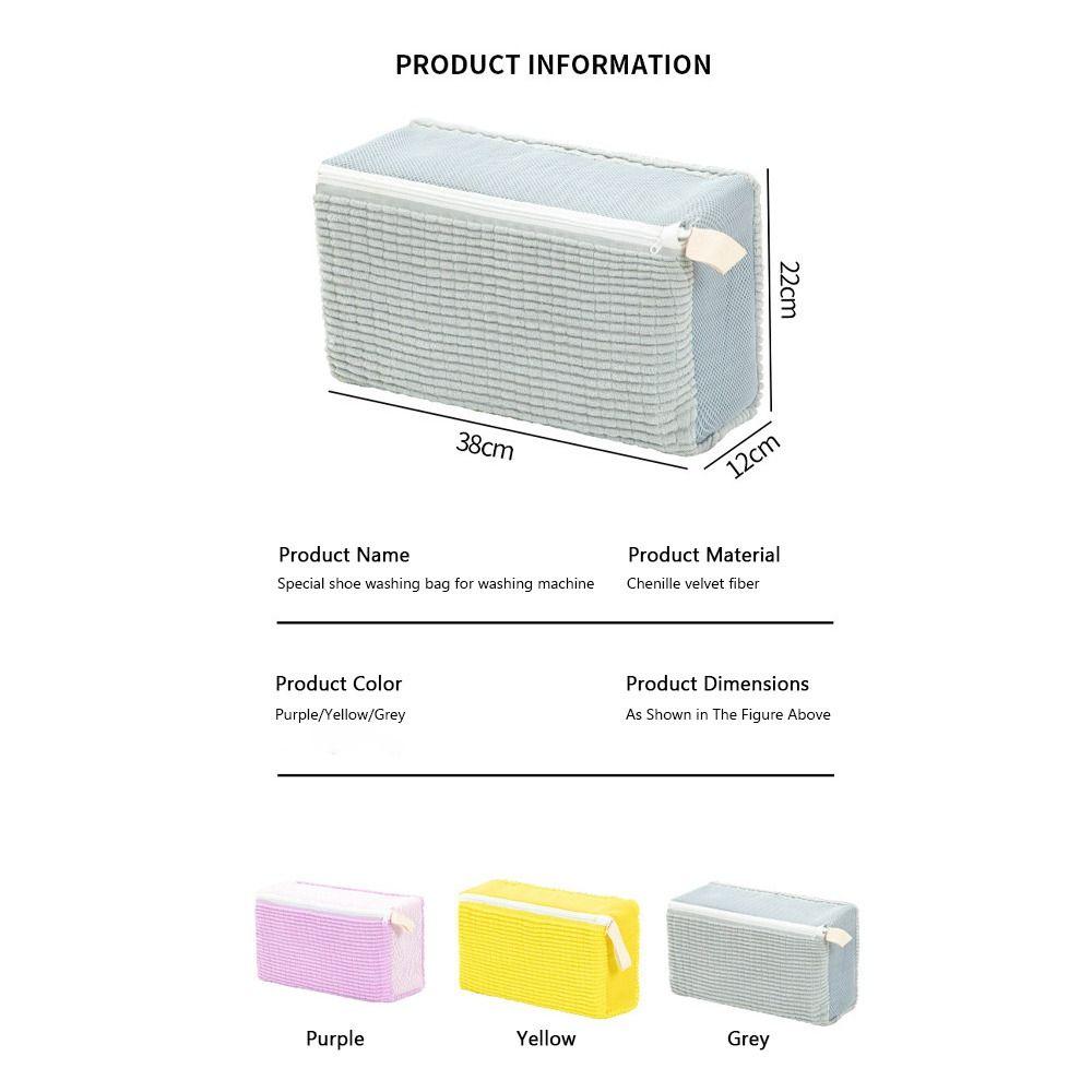 Zipper Closure Shoe Washing Bag Fluffy Chenille Shoes Cleaning Bag Durable Laundry Bag  Household