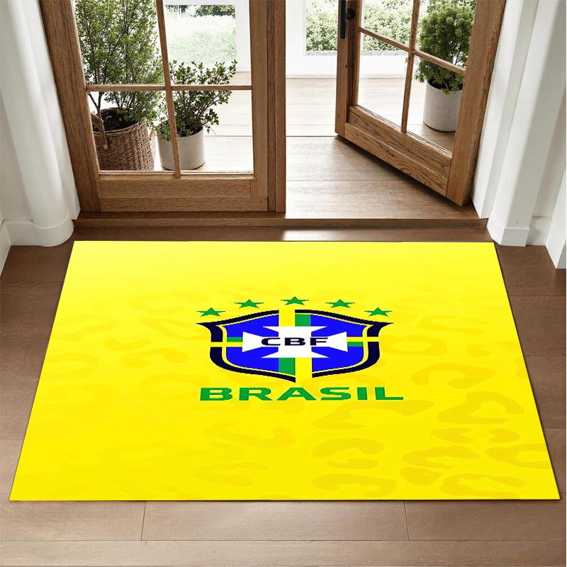 Brazil national football team Design Crystal Velvet Rug Soft Decorative Mat for Bedroom Entrance