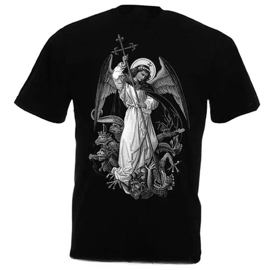 2026Saint Michael The Archangel Destroy Devil Catolic Tshirt Summer Oneck TshirtCotton T Shirt Fashion Short Sleeve S
