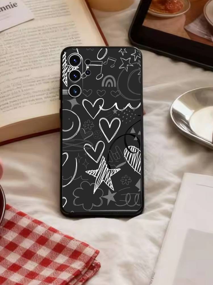Y2k INS Graffiti Phone Case For Samsung S26,S25,S24,S23,S22,S21,S20,Plus,Fe,Lite,Others Black Cover