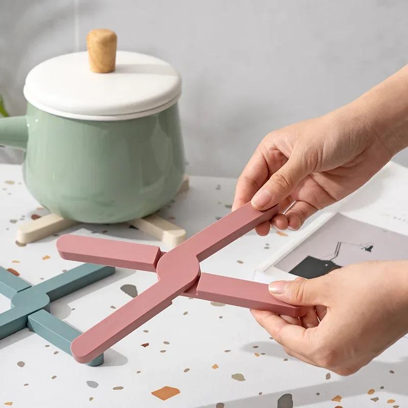 Silicone Heat Resistant Pad Foldable Non-Slip Pot Pan Mat Table Placemat Dish Plate Cross Holder Coaster Kitchen Table Placemat