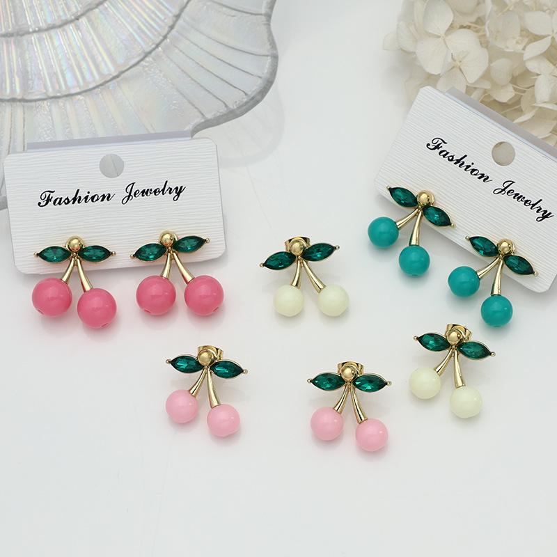 Chic All-Season Cherry Earrings - Elegant, Versatile Fruit-Inspired Style