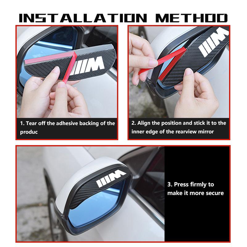 2PCS Car Rearview Mirror Sticker Rain Eyebrow Protector Cover For BMW Performance M E87 E30 E46 E28 F35 G20 E93 F20 X3 X