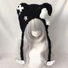Bear Ear Knitted Hat Punk Crossed Winter Hat Soft Furry Knitted Snow Hat for Women Outdoor Activity Travel