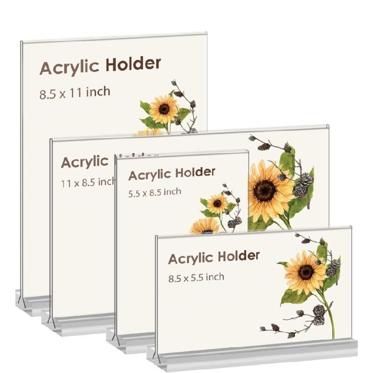 Acrylic Poster Display Stand Double Side Clear Display Stand for Poster T Shape Sign Holder for Restaurant Retail Shop