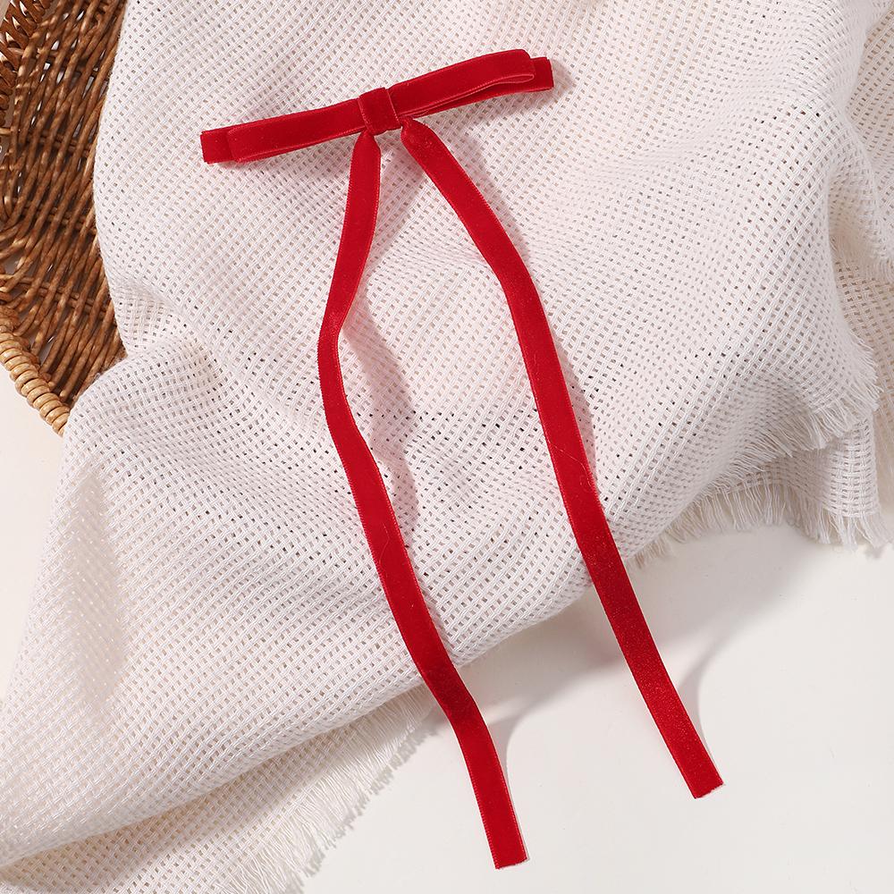 2pcs Vintage Red Velvet Bow Hair Clip For Women Girls Korean Long Tassel Ribbon Hairpins Barrettes Headwear Hair Accessories