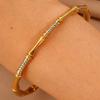 Stainless steel bracelet with real gold plating, bamboo design, diamond inlay, women's European and American fashion, non-fading plating18K Gold