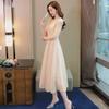 Women's 2025 Summer Chiffon Long Dress - Waist-Slimming French Style, Short-Sleeved