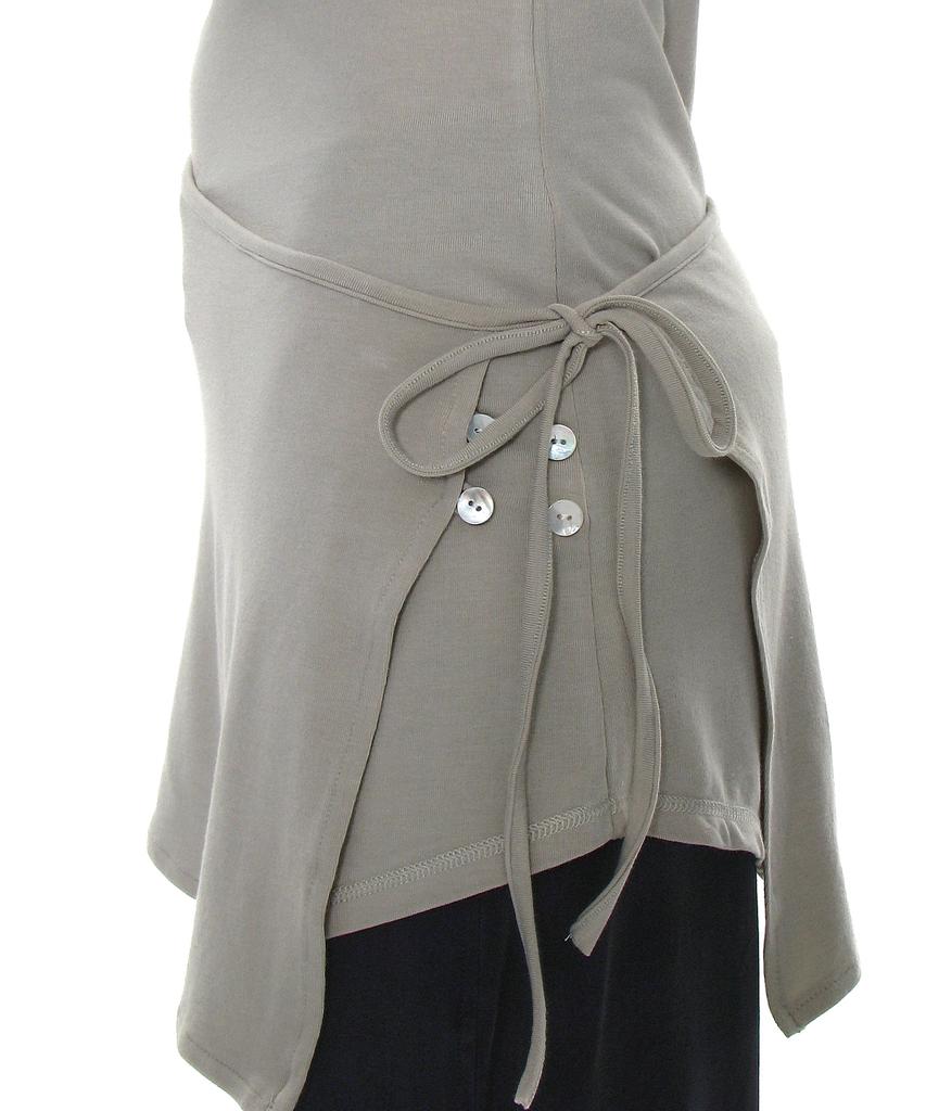 PARTIMENTO WOMEN Multiway Cutout Wrap Jersey Top_Mint Grey