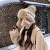 Chapeau d'hiver épais en polaire pour femmes, protection contre le froid et chaleur, protection des oreilles, chapeau en laine avec pompon, style ethnique, couleur, chapeau tricoté