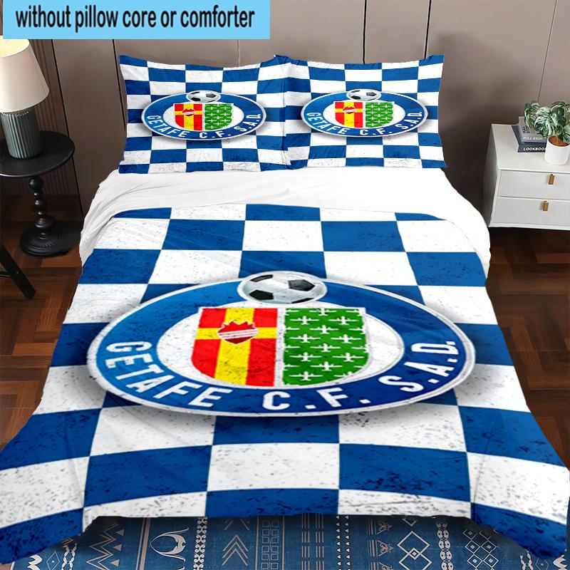3PCS Getafe Football Crest Bedding Set,Including 1pc Duvet Cover And 2pcs Pillowcases Perfect for Bedroom, Dormitory, Fan Christmas gift
