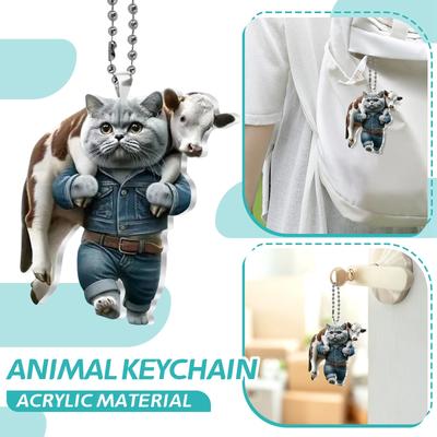 2D roztomilé akrylové ploché zpětné zrcátko s přívěskem na klíče