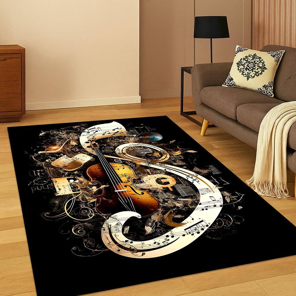 

Tappeto Artistico 3D con Note Musicali, Tappetino per Soggiorno, Camera da Letto, Ingresso, Cucina, Sala Giochi, Antiscivolo, Regalo 40x60cm
