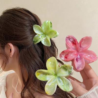 Elegant Flower Hair Crabs Hair Clips Summer Flower Hair Claw Shark Hairpin Barrettes Fashion Seaside Women's Hair Accessories