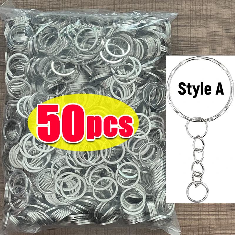 

Silver Plated Metal Blank Keyring Keychain Split Ring Keyfob Key Holder Rings Women Men DIY Key Chains Key Ring Accessories