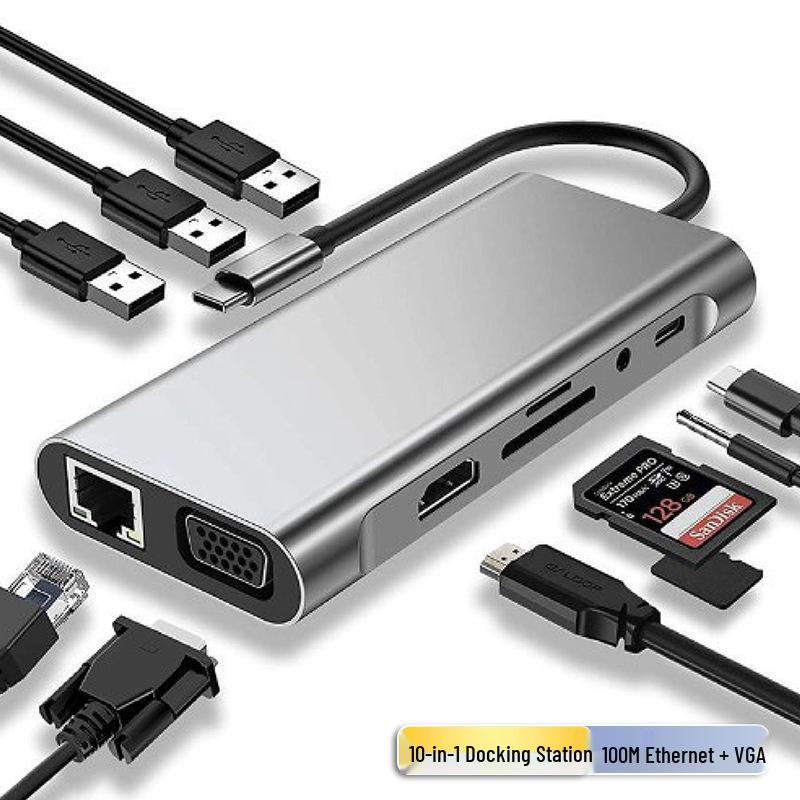 10-in-1 Foldable Multi-function Laptop Dock with HDMI & RJ45 Network Port