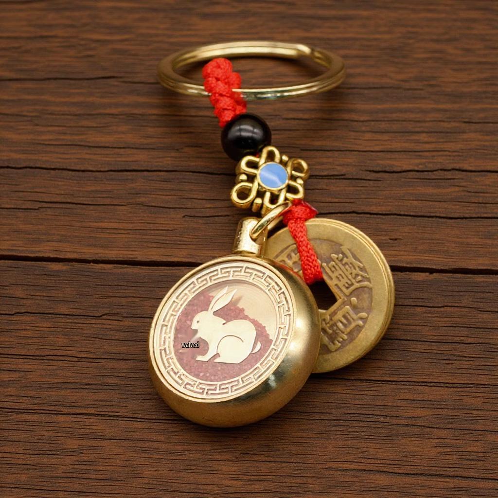 Brass Rotating Zodiac Keychain Pendant: Unisex Creative Handicraft