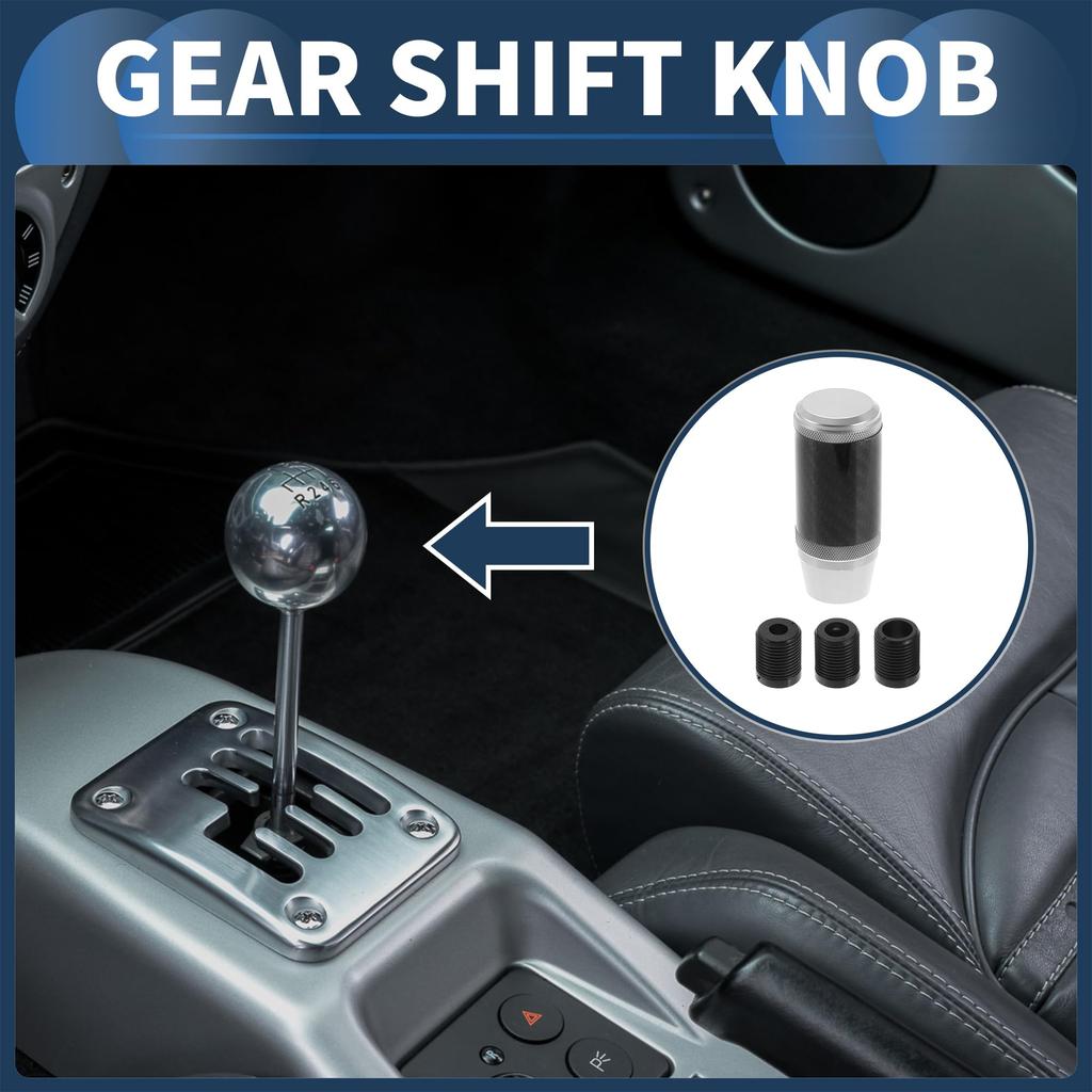 INFINAUTO Matte Frost Shift Universal Gear Shift Knob for Automatic and Manual Aluminum Alloy Silver Tone with 3 1 Set Knob, 9.5cm Cars, Adapters,