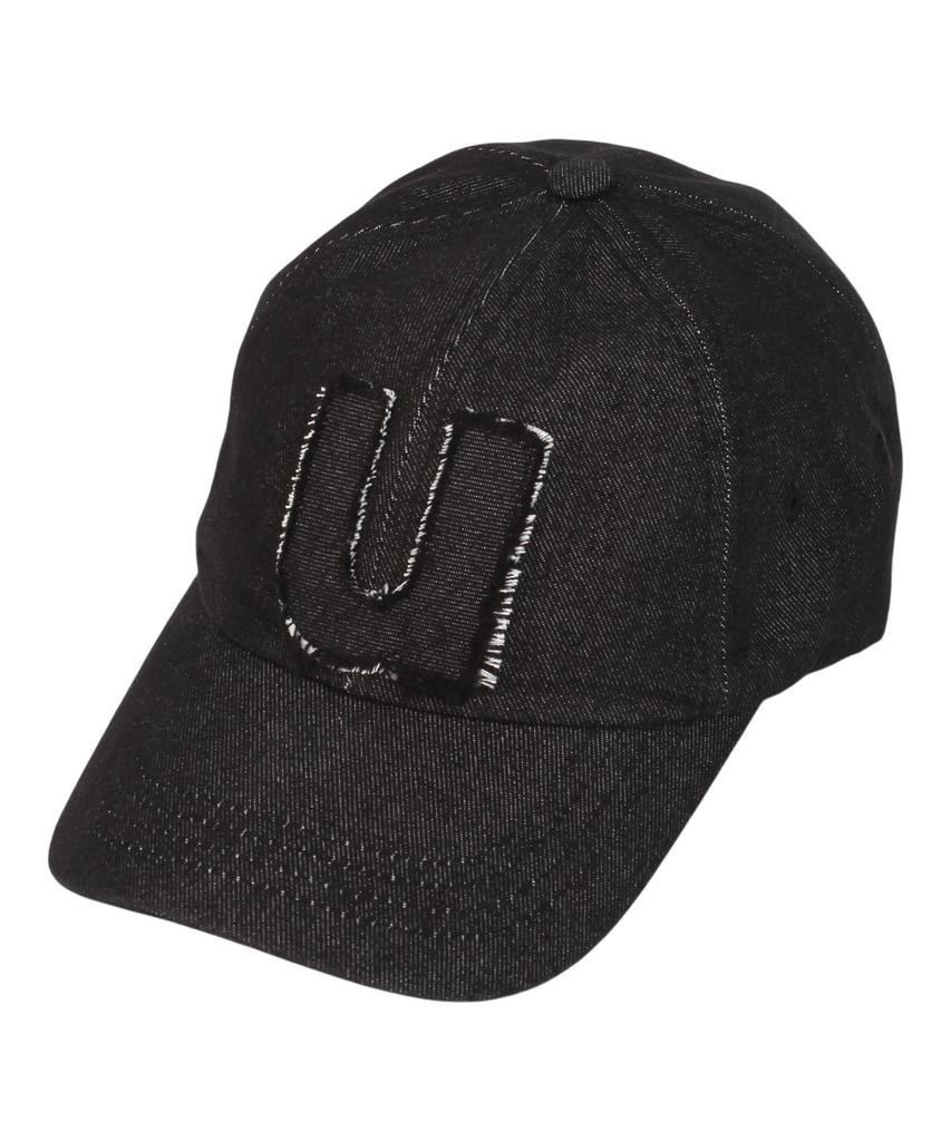Yunibeosyeolkemiseuteuli Applique U Black Denim Ballcap Washed Ballcap