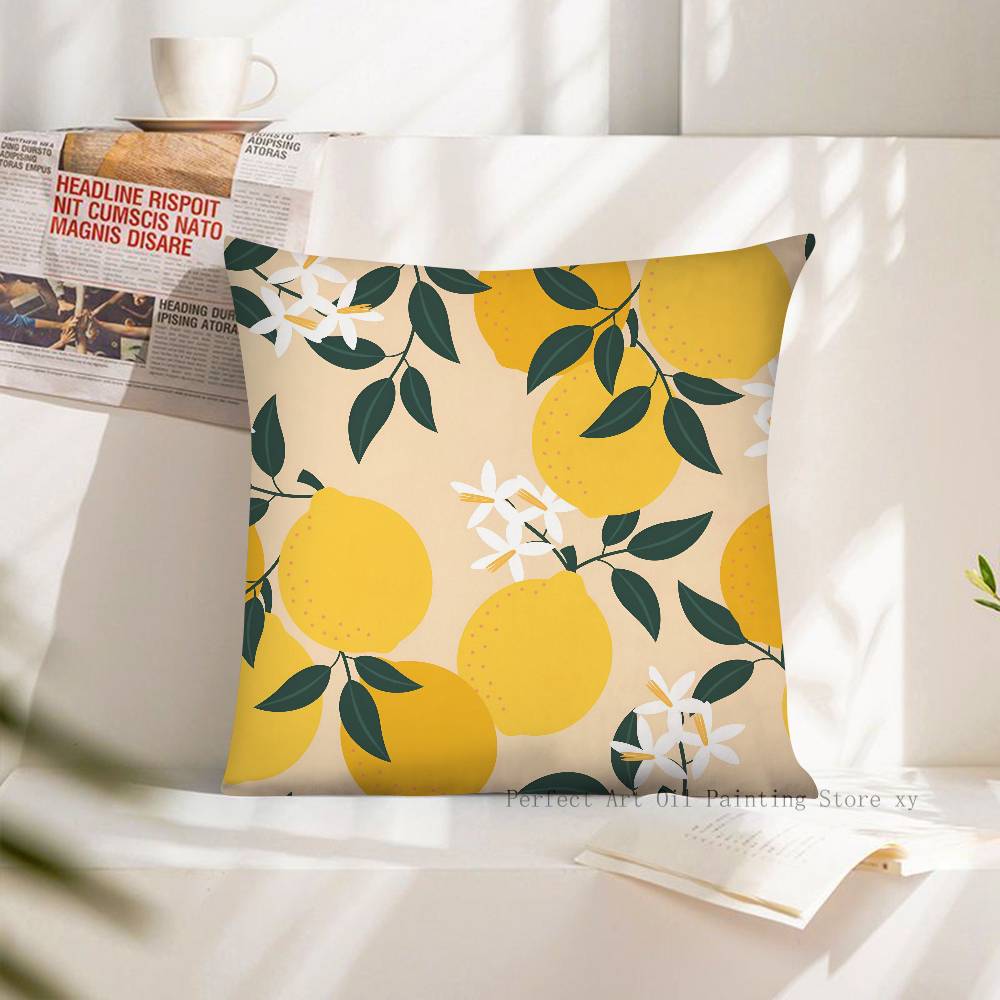 Zitronen Kissenbezug Mode Quadratischer Kissenbezug Schlafzimmer Sofa Zimmer Ins Dekoration Freizeit