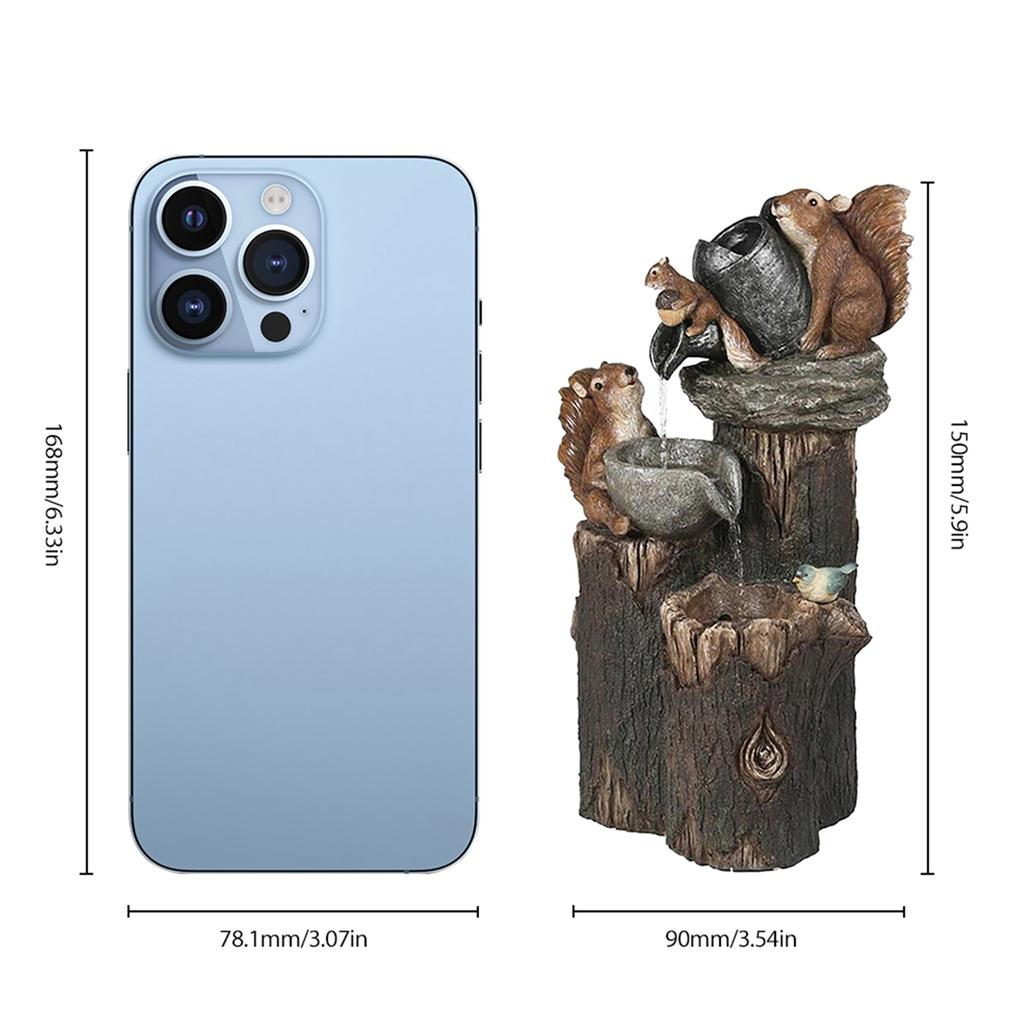 Duck Squirrel Solar Fountain Ornament Garden Duck Family Creative Statue Landscaping Decor for Outdoor Yard Garden Decor