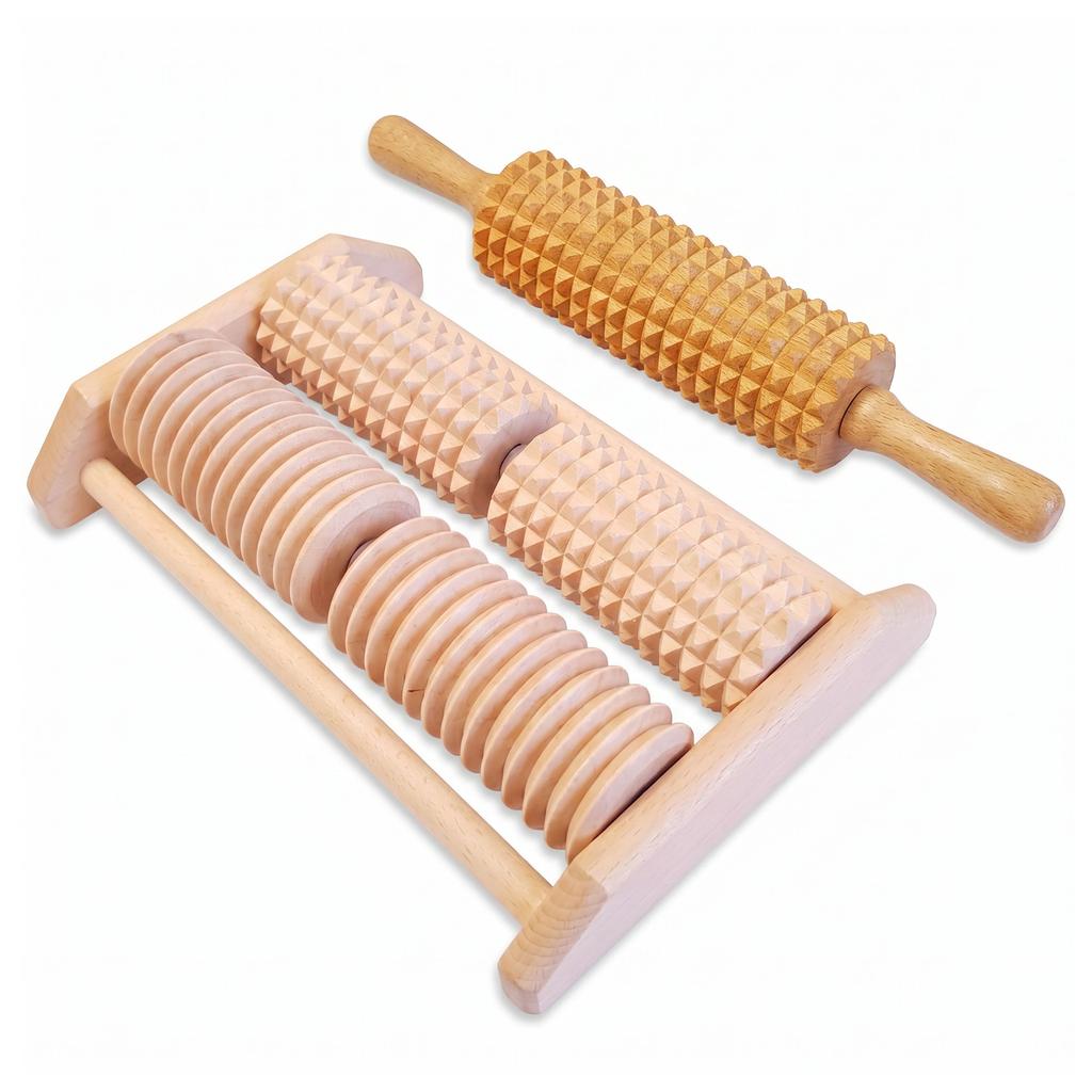 Wooden 2-in-1 SET MASSAGER FOR BODY MASSAGE MADEROTHERAPY CELLULITE GIFT