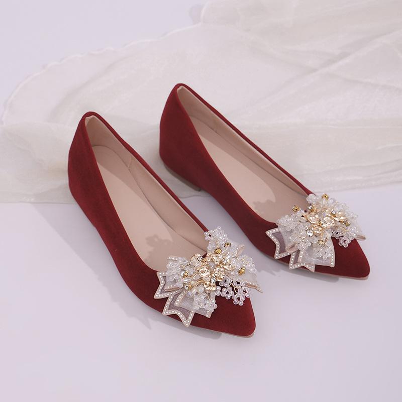 

Свадебная обувь женская 2025 новая свадебная обувь с острым носом красные свадебные туфли на высоком каблуке женские свадебные на полную ногу широкая стопа туфли 40 бордовый
