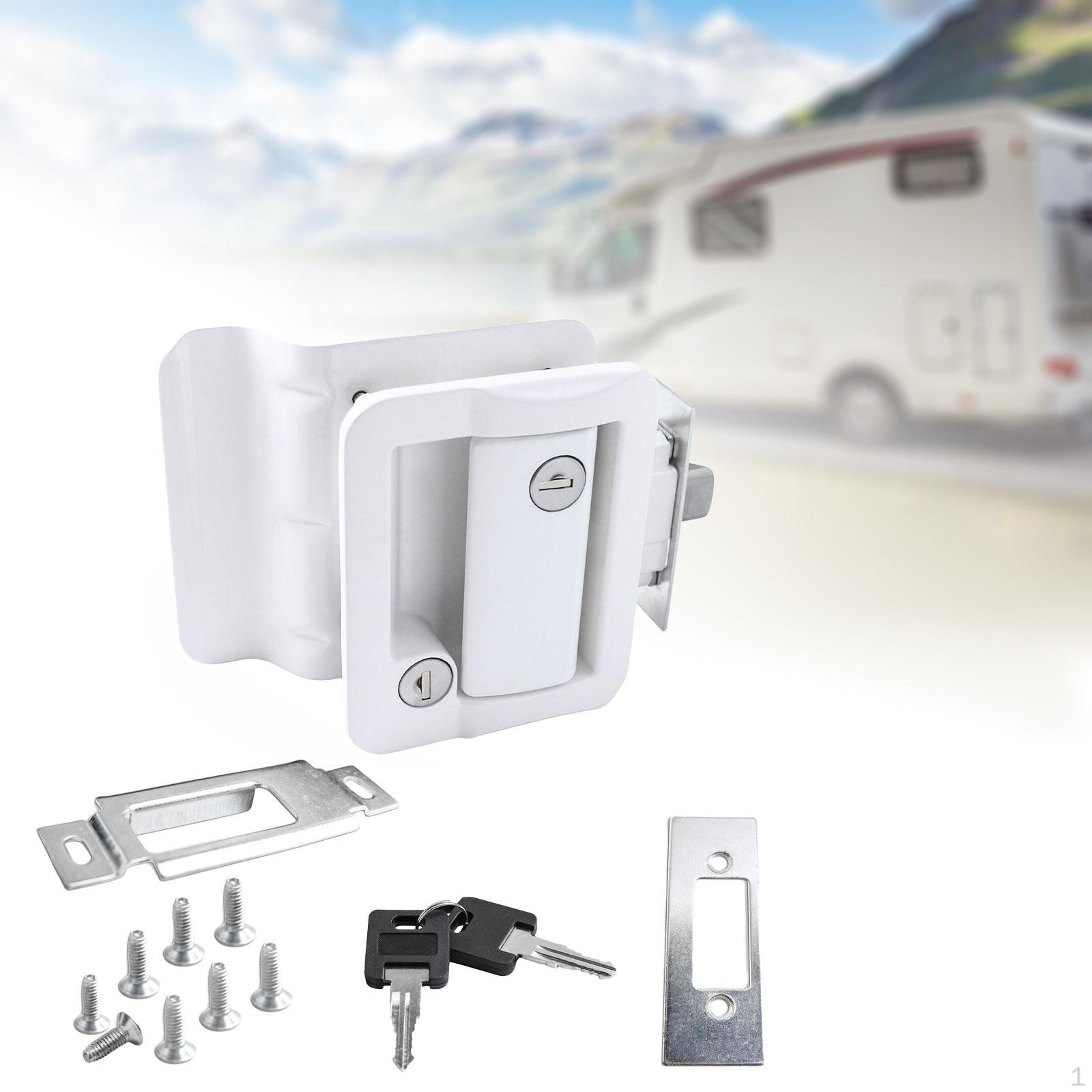 

RV Door Latch Front with Two Keys Zinc Alloy Caravan Handle білий