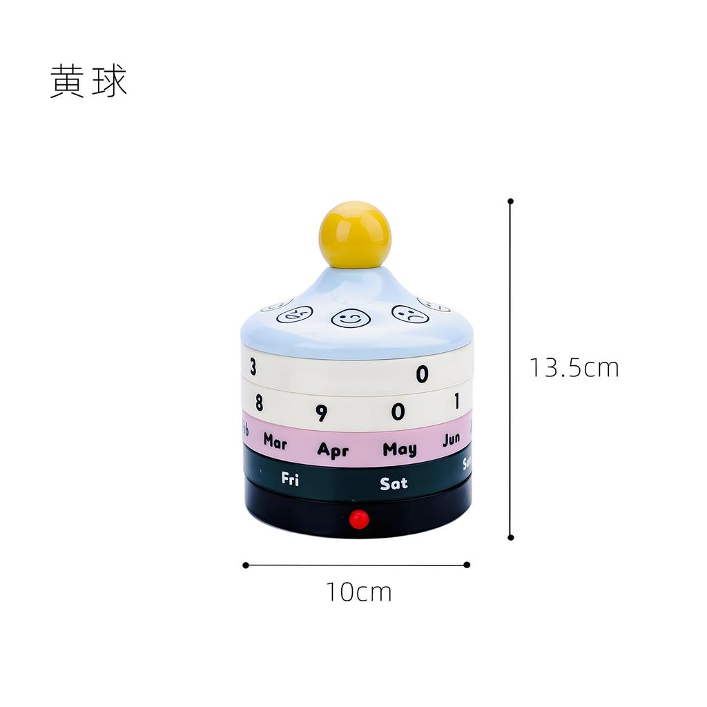 Colorful Rotating Calendar Box Resin Box Ceramic Top Ball Ornament Office Mood Study Instagram Desktop Decoration