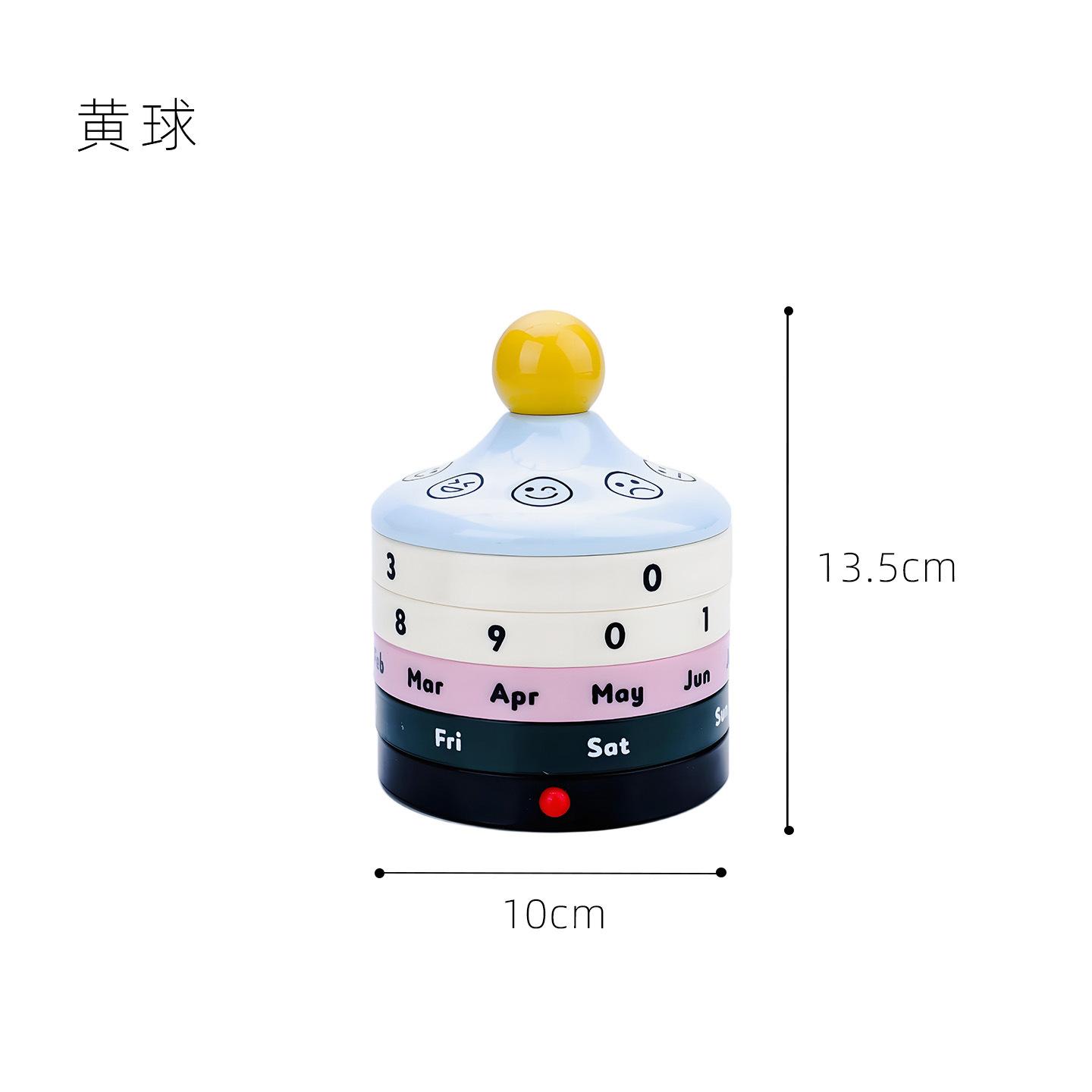 

Colorful Rotating Calendar Box Resin Box Ceramic Top Ball Ornament Office Mood Study Instagram Desktop Decoration 13.5cm