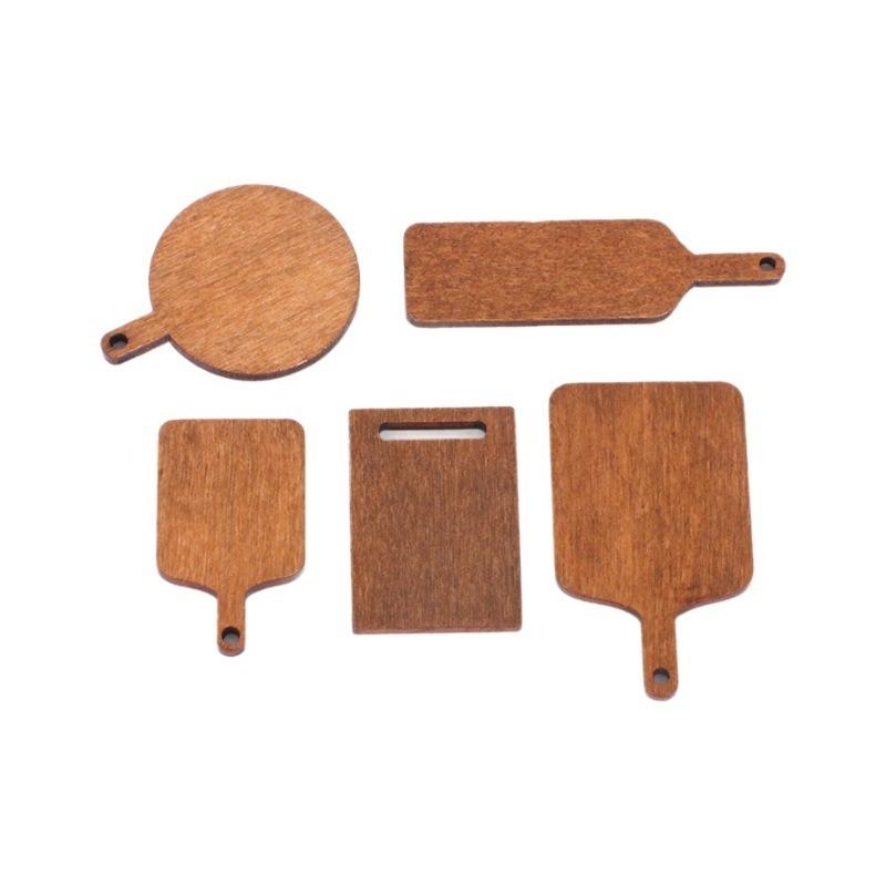 10pcs/lot Mini Wooden Cutting Board, Dollhouse Cutting Board Handle Wood Paddle for Scene Setting of Dollhouse Kitchen