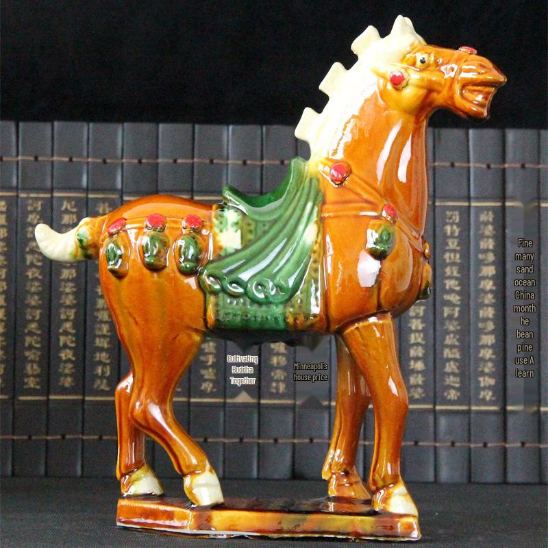 Керамическая статуэтка лошади Тан Саньцай - Большой китайский подарок для гостиной или настольного дисплея