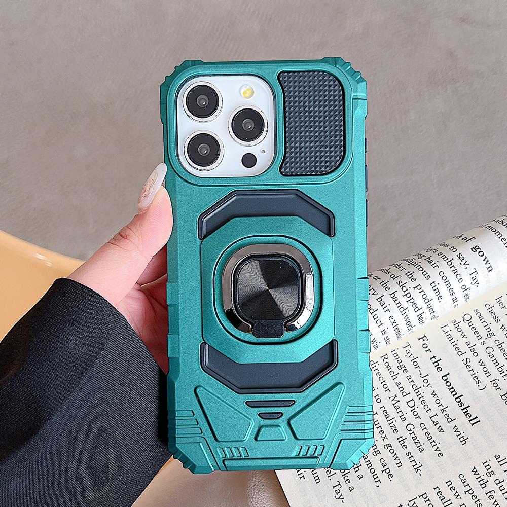 shockproof rugged metal ring bracket hard phone case for For Iphone 15 14 13 12 11 Pro Max car phone holder scratch-proof back cover