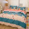 Cartoon Animal Rabbit Bear Duvet Cover Girls Strawberry Floral Bedding Set Reversible Kawaii Comforter Cover With 2 Pillowcase
